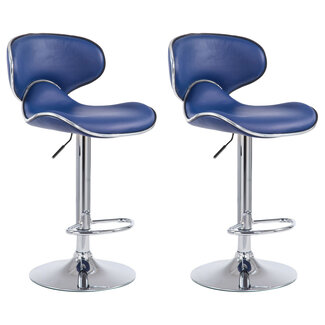 CLP 2er Set Barhocker Las Vegas Kunstleder Blau