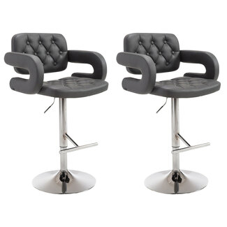 CLP 2er Set Barhocker Dublin Kunstleder Grau