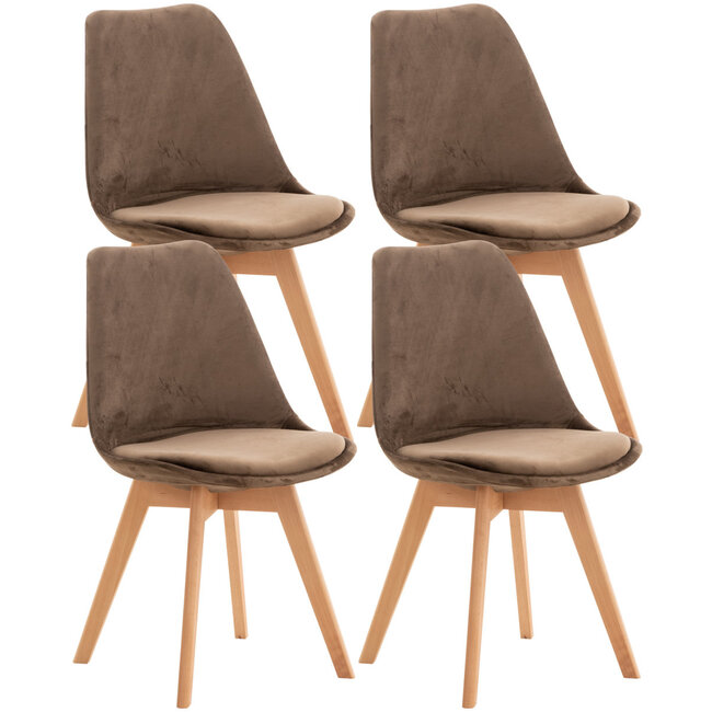 4er Set Stuhl Linares Samt Braun
