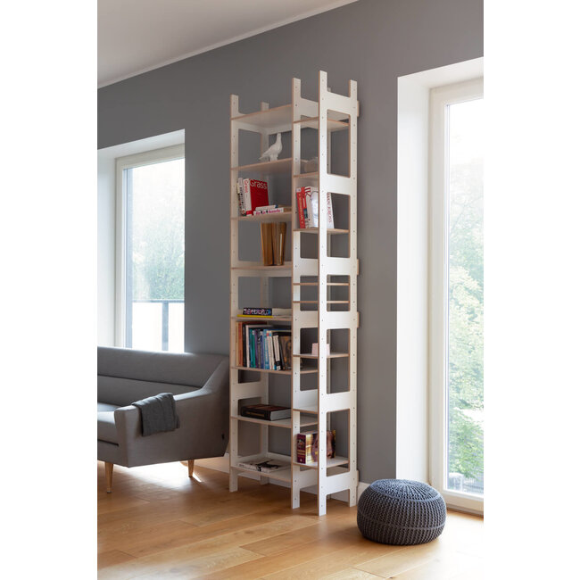 Regal LIXI Klein weiß, eiche, hellgrau, schwarz