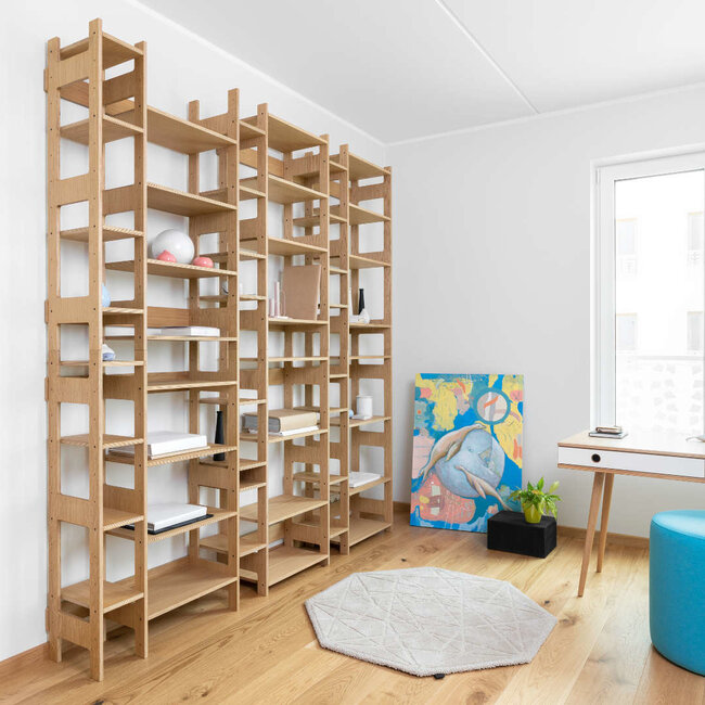 Regal LIXI Groß weiß, eiche, hellgrau, schwarz