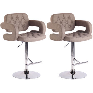 CLP 2er Set Barhocker Dublin Stoff taupe