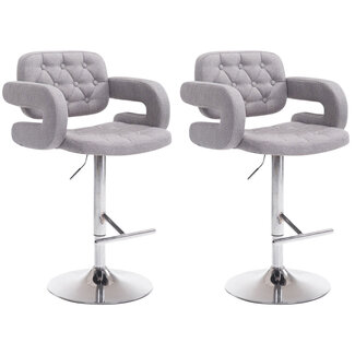 CLP 2er Set Barhocker Dublin Stoff grau
