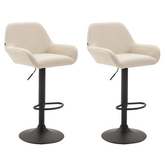 CLP 2er Set Barhocker Braga Kunstleder crem/weiß