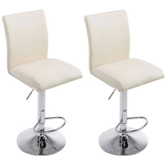 CLP 2er Set Barhocker Köln Kunstleder creme