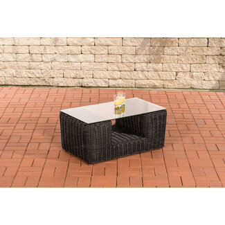 CLP Garten Glastisch Polyrattan Moss schwarz 80 cm