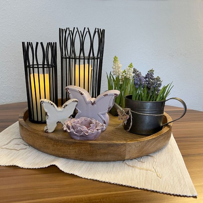 Windlicht Set mit Glaseinsatz schwarz