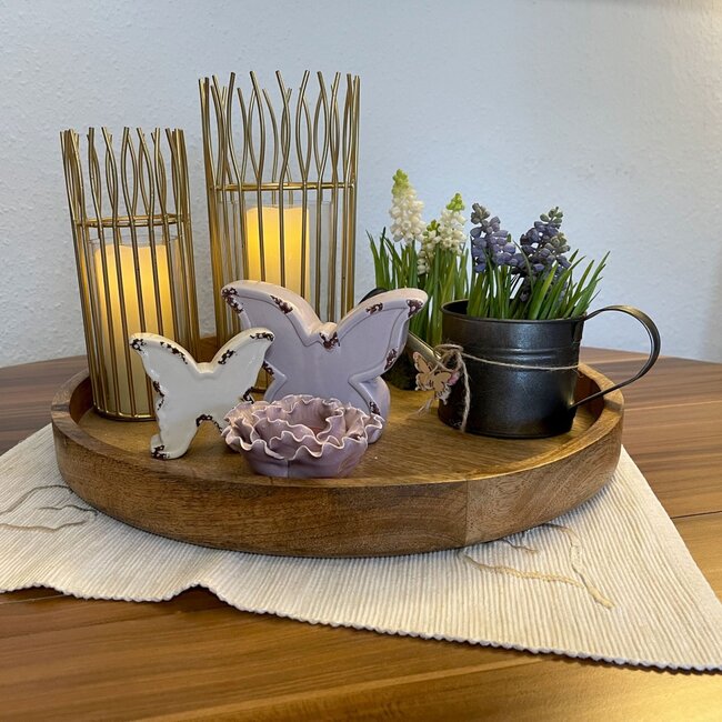 2-teilig Windlicht romantisch gold