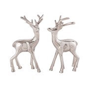 Voglrieder Deko Figur Hirsch 2er Set Tischdekoration Tierfigur Metall Weihnachtsdeko silber Aluminium