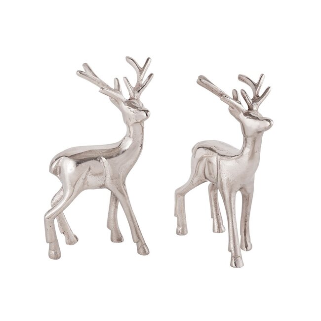 2er Set Deko Figur Hirsch silber