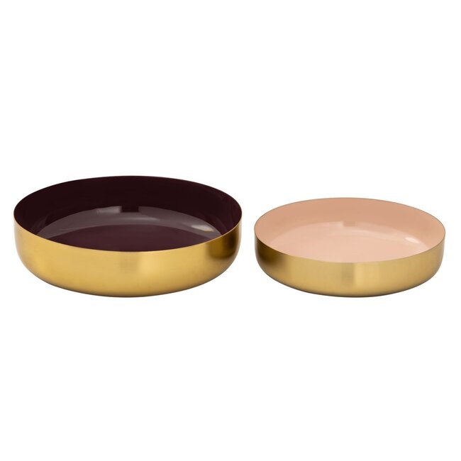 Deko Schale 2er Set rund Bordeaux /Gold