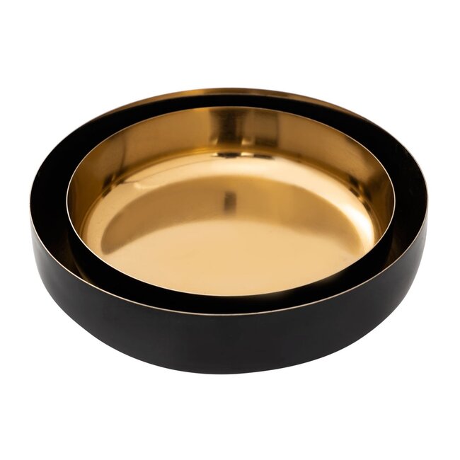 2er Set Deko Schale rund Schwarz / Gold