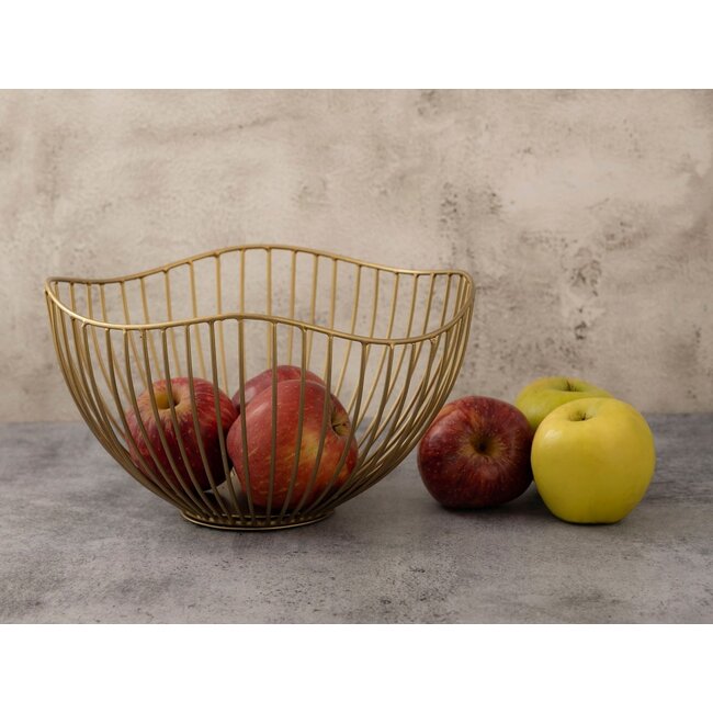 2 Stück Set Obstschale Metall  gold