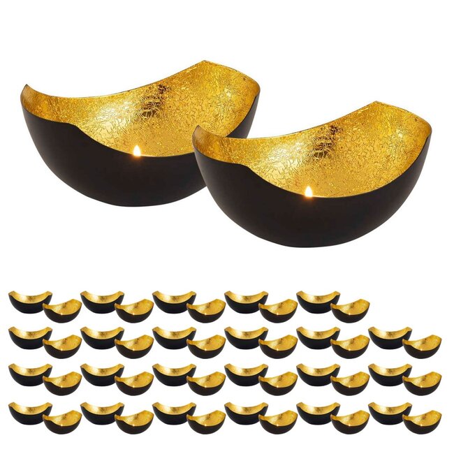 48-teilig Teelichthalter schwarz vergoldet