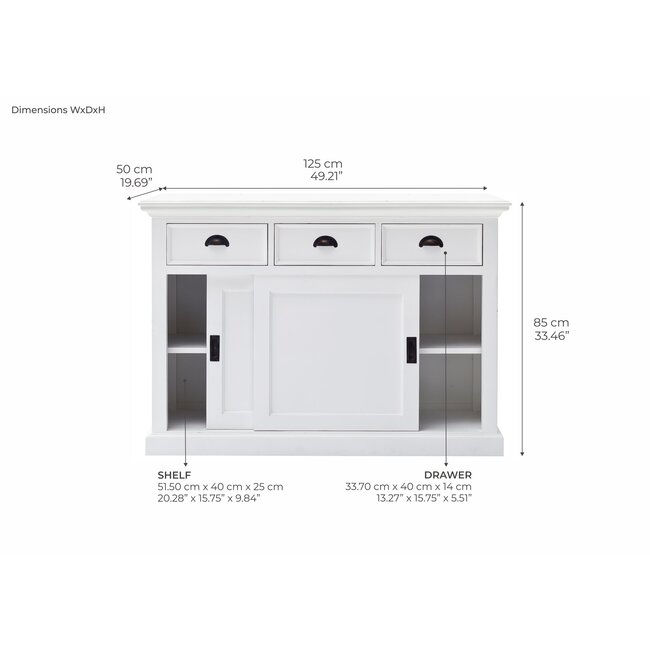 Halifax Sideboard – Klassische Eleganz mit platzsparenden Schiebetüren