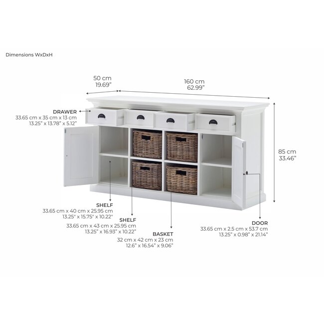 BSideboard Halifax 160 cm – Charmanter Materialmix im Landhausstil
