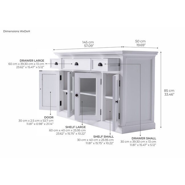Sideboard Halifax 145 cm – Klassischer Stauraum im Shaker-Stil