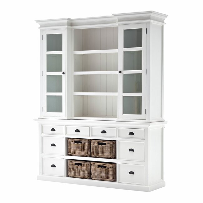 Bibliothek Vitrine mit Korb Set und Glaseinsatz