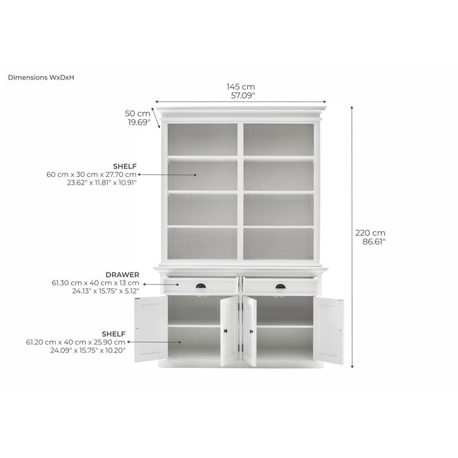 Geschirrschrank und Regal Halifax 145 cm – Klassische Eleganz für Ihr Zuhause