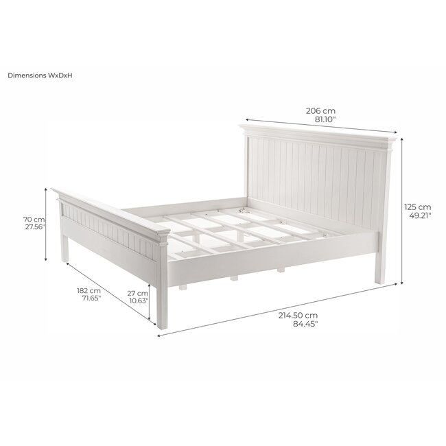 Kingsize-Bett Halifax 180x200 cm – Eleganz in massivem Weiß