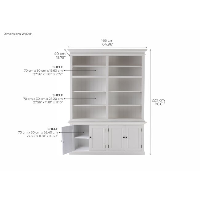 Double-Bay Hutch Kabinett weiß