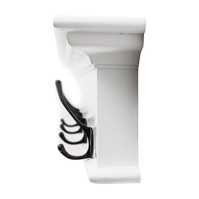 4 Haken Wandgarderobe weiß