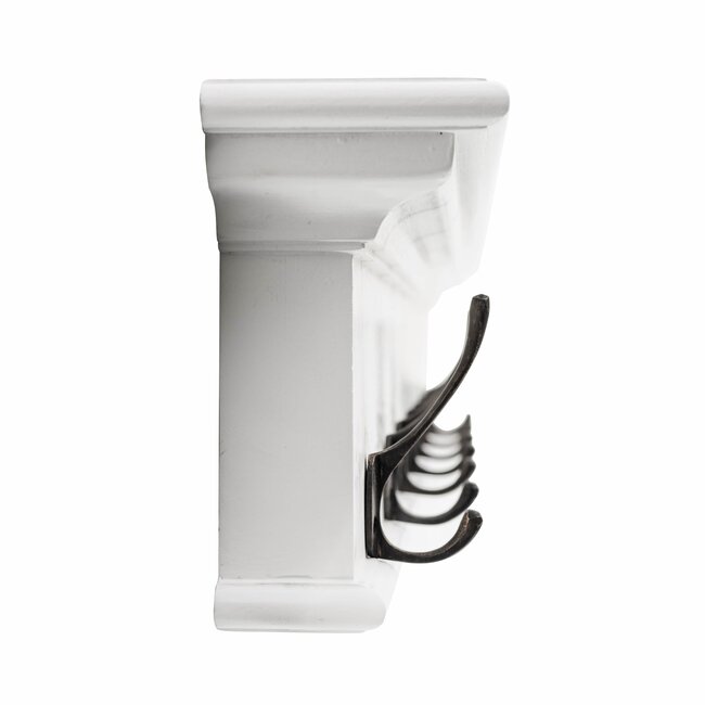 8 Haken Wandgarderobe weiß
