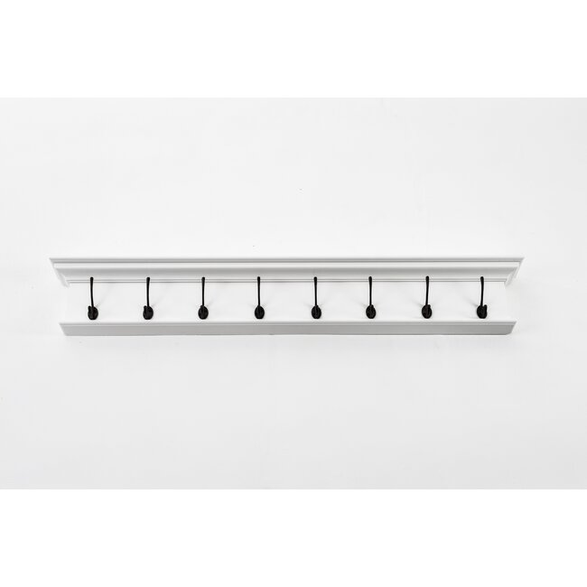 8 Haken Wandgarderobe weiß
