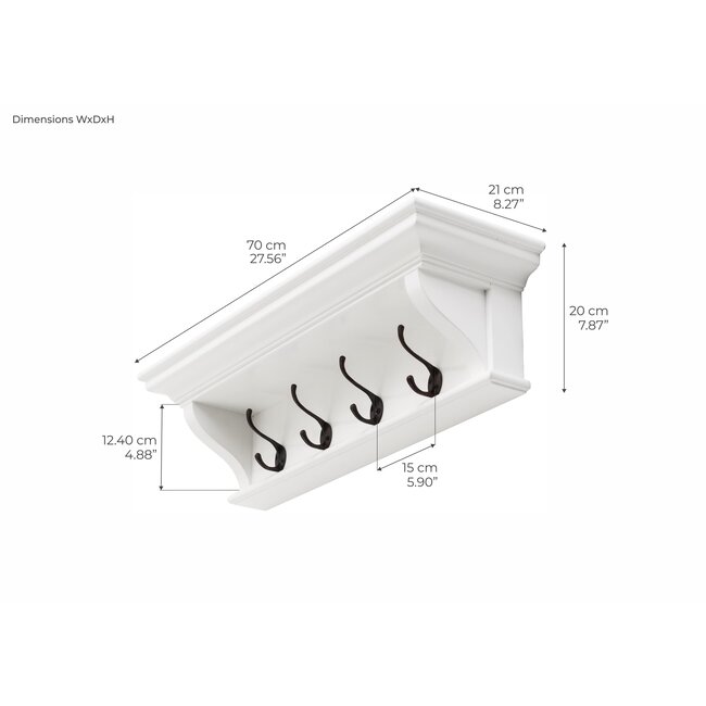 4 Haken Wandgarderobe 70cm