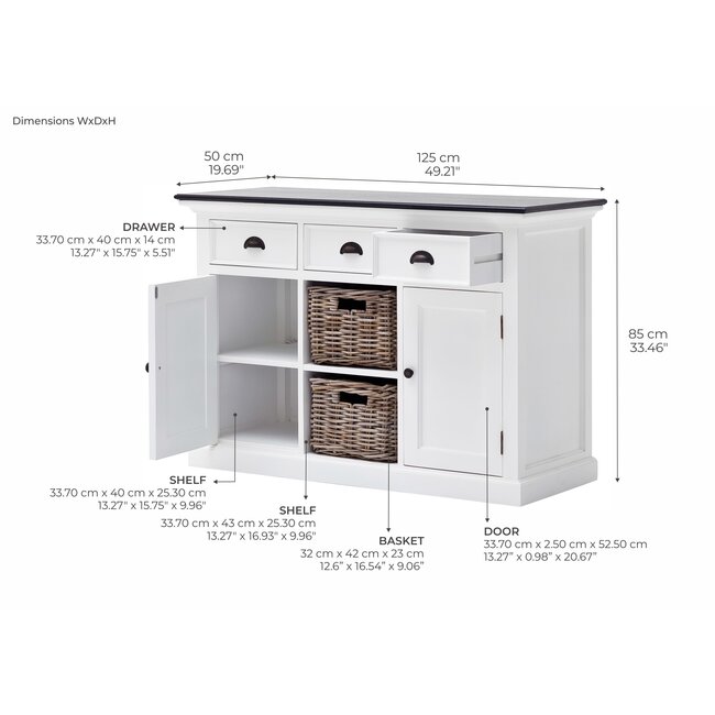 Sideboard Halifax Contrast – Struktur und Stil mit Rattan-Akzenten