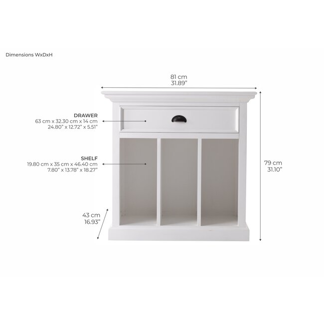 Nachttisch mit Längsregal