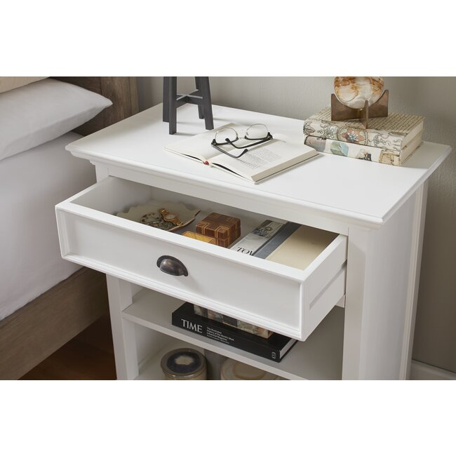Nachttisch mit Querregal weiß