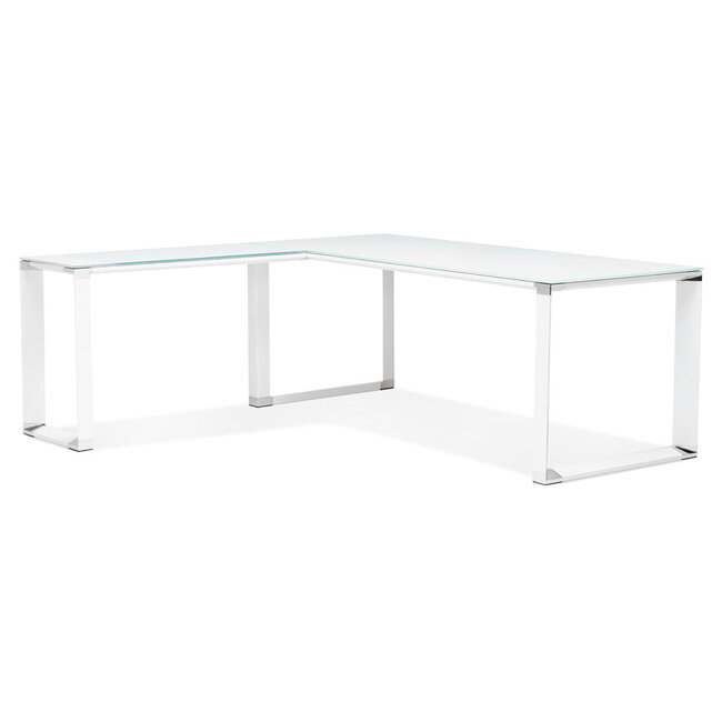 Eckschreibtisch WARNER – Glasplatte, 200 cm