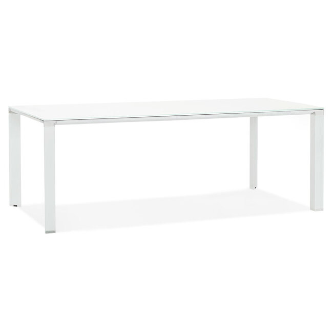 Weiße Schreibtisch WARNER – Glasplatte 200 cm