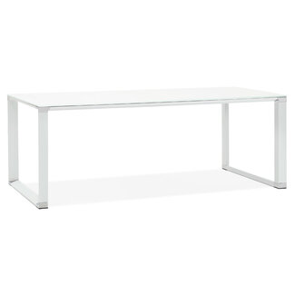 KOKOON Weiße Schreibtisch WARNER - Glasplatte 200 cm
