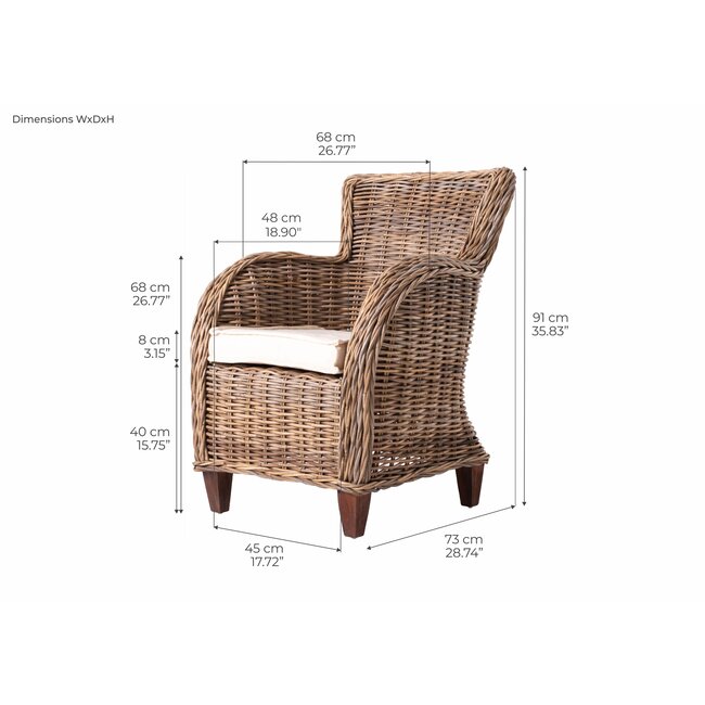 2er-Set Rattan Stuhl Baron