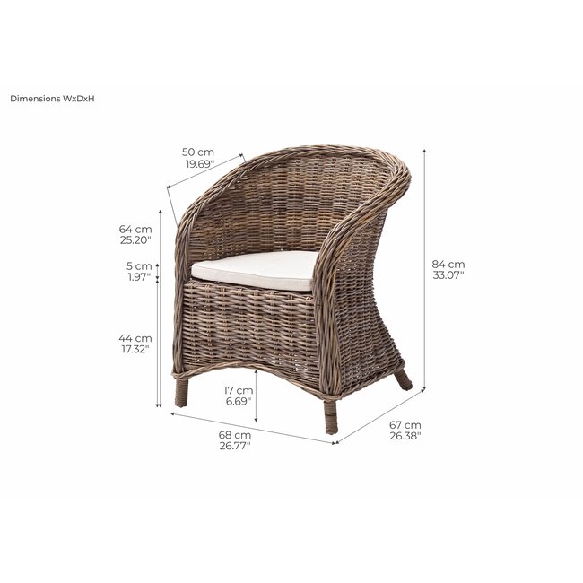 Rattan-Clubstühle „Bonsun “ – Natürlicher Luxus in Aschgrau