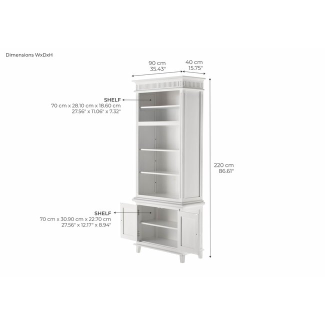 Bücherschrank Skansen – Schmale Vitrine (90x220 cm)