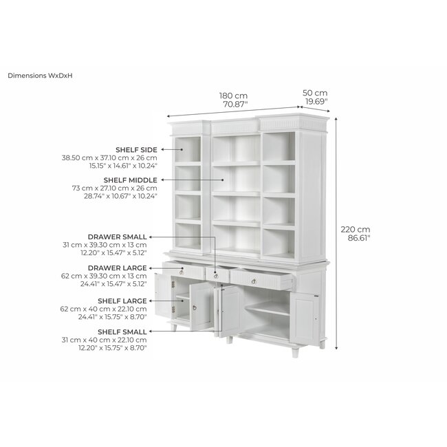 Küche Vitrinenschrank mit 5 Türen und 3 Schubladen