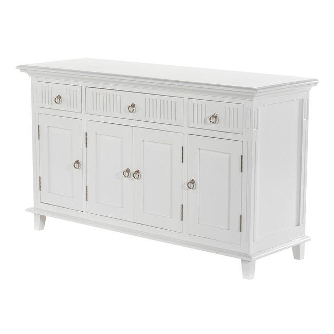 Buffetschrank mit 4 Türen & 3 Schubladen Landhaus-Eleganz in Weiß