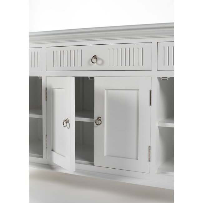 Buffetschrank mit 4 Türen und 3 Schubladen Landhaus-Eleganz in Weiß