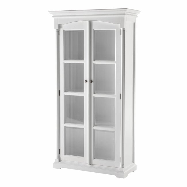 Vitrinenschrank Provence – Weiß, Mahagoni und Glas