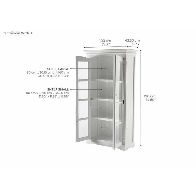 Vitrinenschrank Provence – Weiß, Mahagoni und Glas