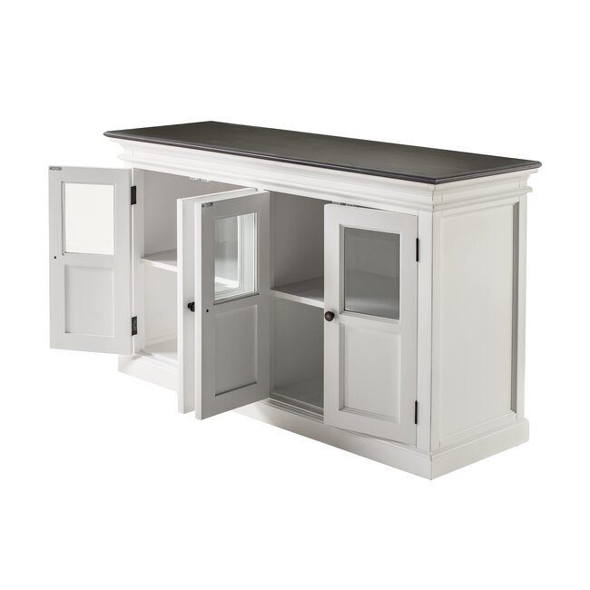 Buffetschrank Provence – Weiß und Schwarz, mit 4 Glastüren