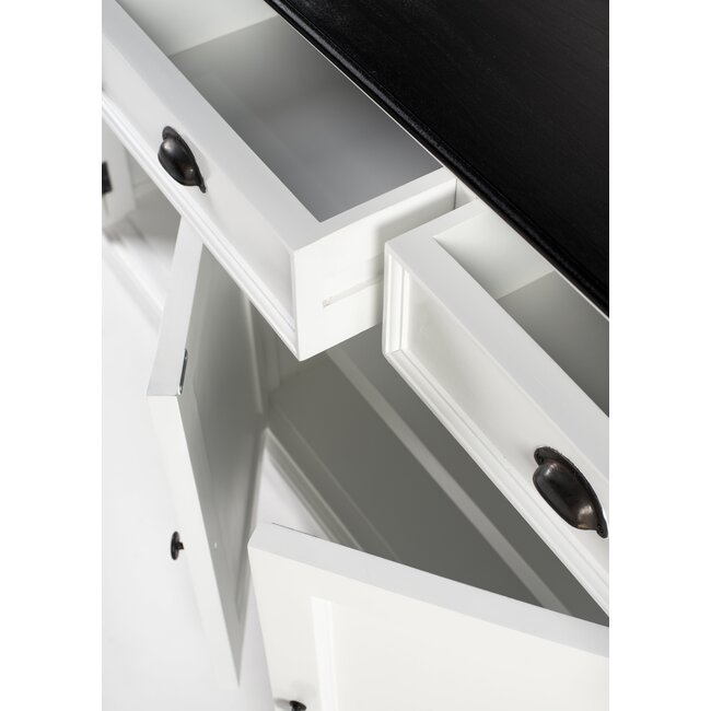 Sideboard Provence XXL – Weiß und Schwarz, Mahagoni