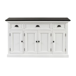 NovaSolo Sideboard Provence – Weiß und Schwarz, Shaker-Stil mit 3 Schubladen