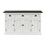 Sideboard Provence – Weiß und Schwarz, Shaker-Stil mit 3 Schubladen