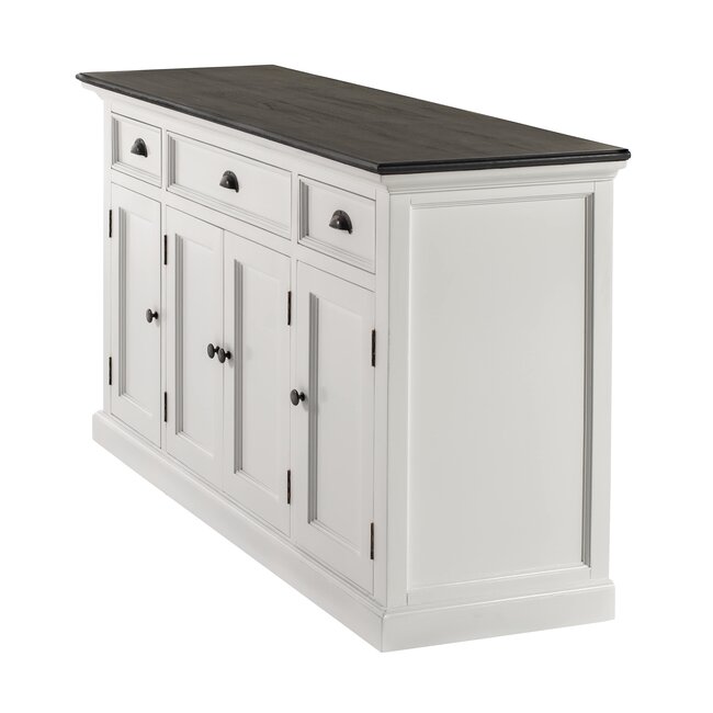 Sideboard Provence – Weiß und Schwarz, Shaker-Stil mit 3 Schubladen