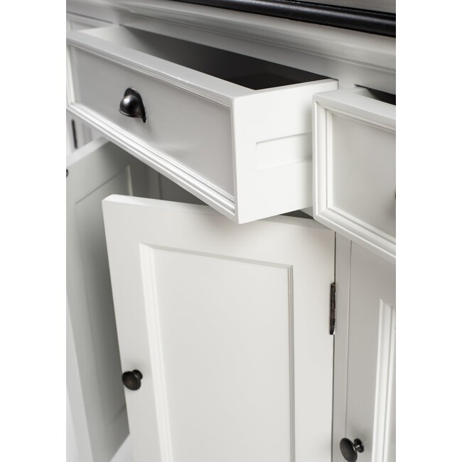 Sideboard Provence – Weiß und Schwarz, Shaker-Stil mit 3 Schubladen