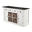 Sideboard Provence – Weiß und Schwarz mit 4 Rattankörben